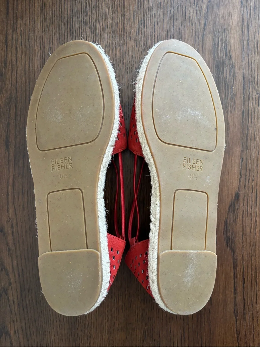 Eileen Fisher Chili Red Lee 2 Perforated Espadrilles Sz 8.5
